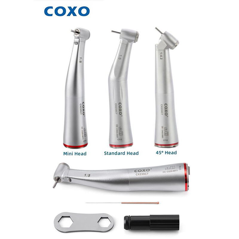COXO Dental Head Handpiece 1:5/1:4.2 Contra Speed Electric W/Fiber Spray FG burs
