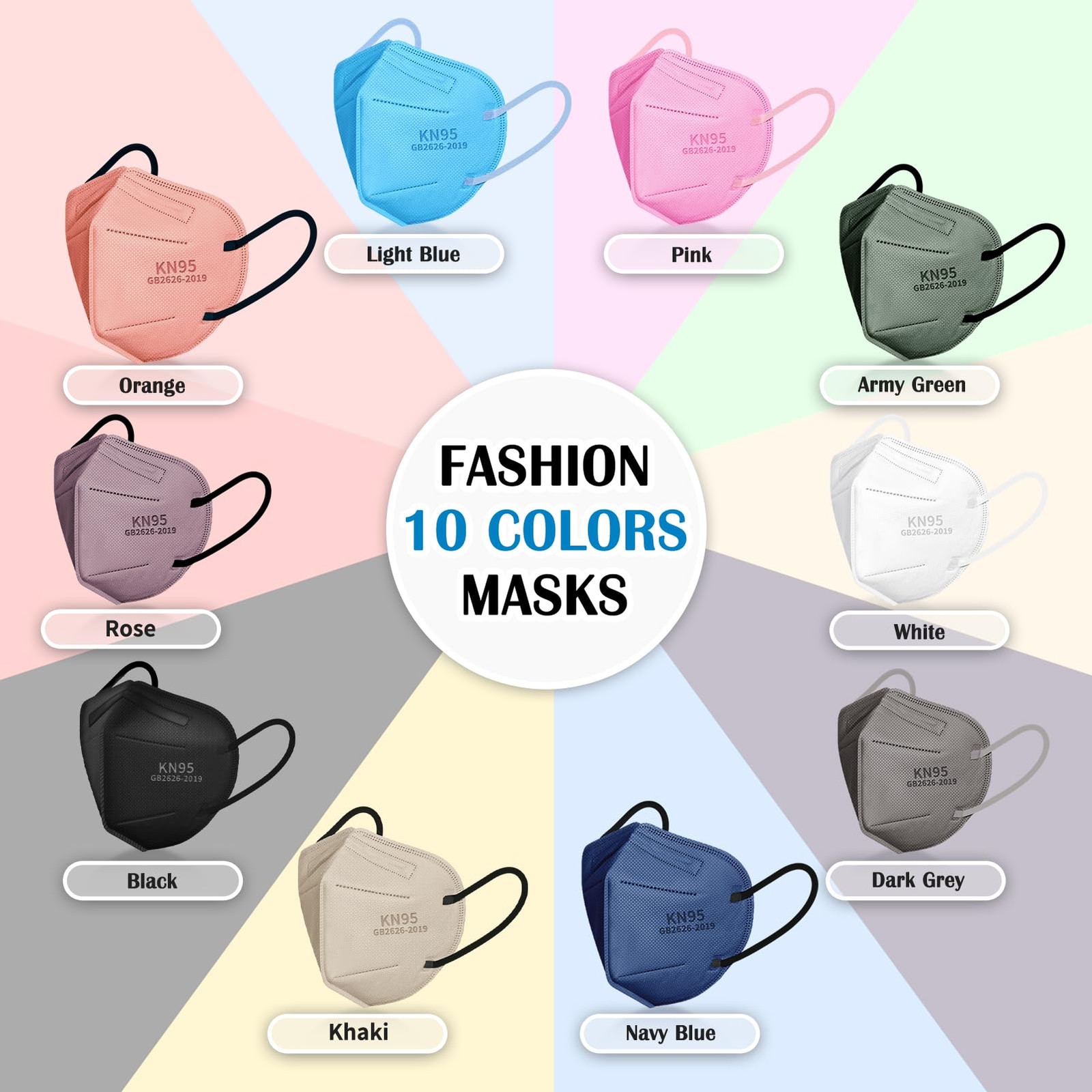 KN95 Face Masks Adults Disposable – 100 Pack 1 Count (Pack of 100), Colored