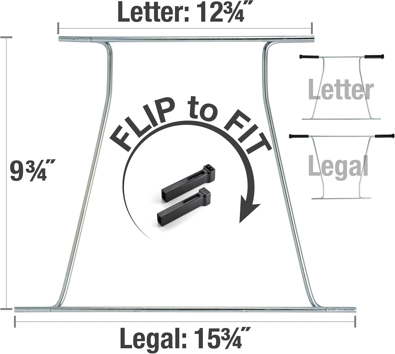 Universal Hanging File Frame, Letter and Legal Size, Rails 24 to 27, Steel, 1