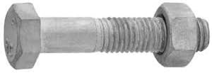 1/2″-13 x 6″ Hot Dipped Galvanized Hex Bolt w/Nuts, Grade A, Full Thread, Qty 25