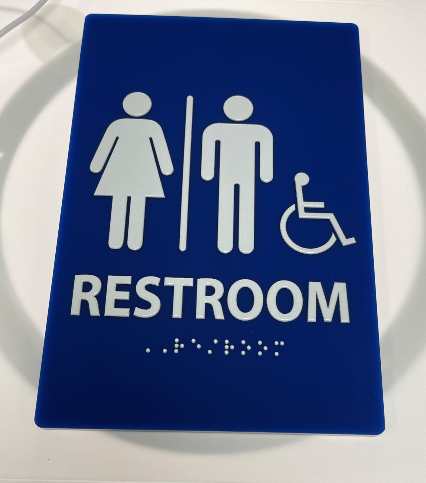 Acrylic Restroom Sex Neutral Sign set (round + rectangular), ADA & Braille