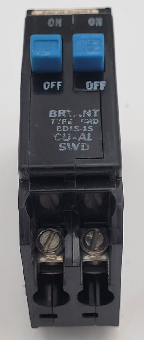 Bryant BD1515 15 Amp 1-Pole 120 V Plug-On Twin Tandem Circuit Breaker USED