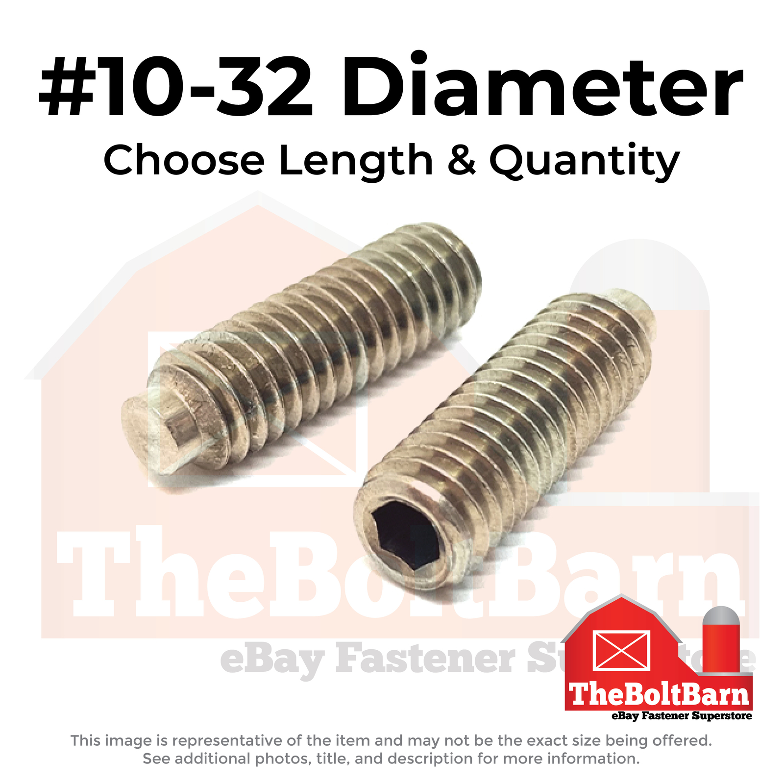 #10-32 Stainless Half Dog Point Allen Socket Set Screw (Choose Length & Qty)