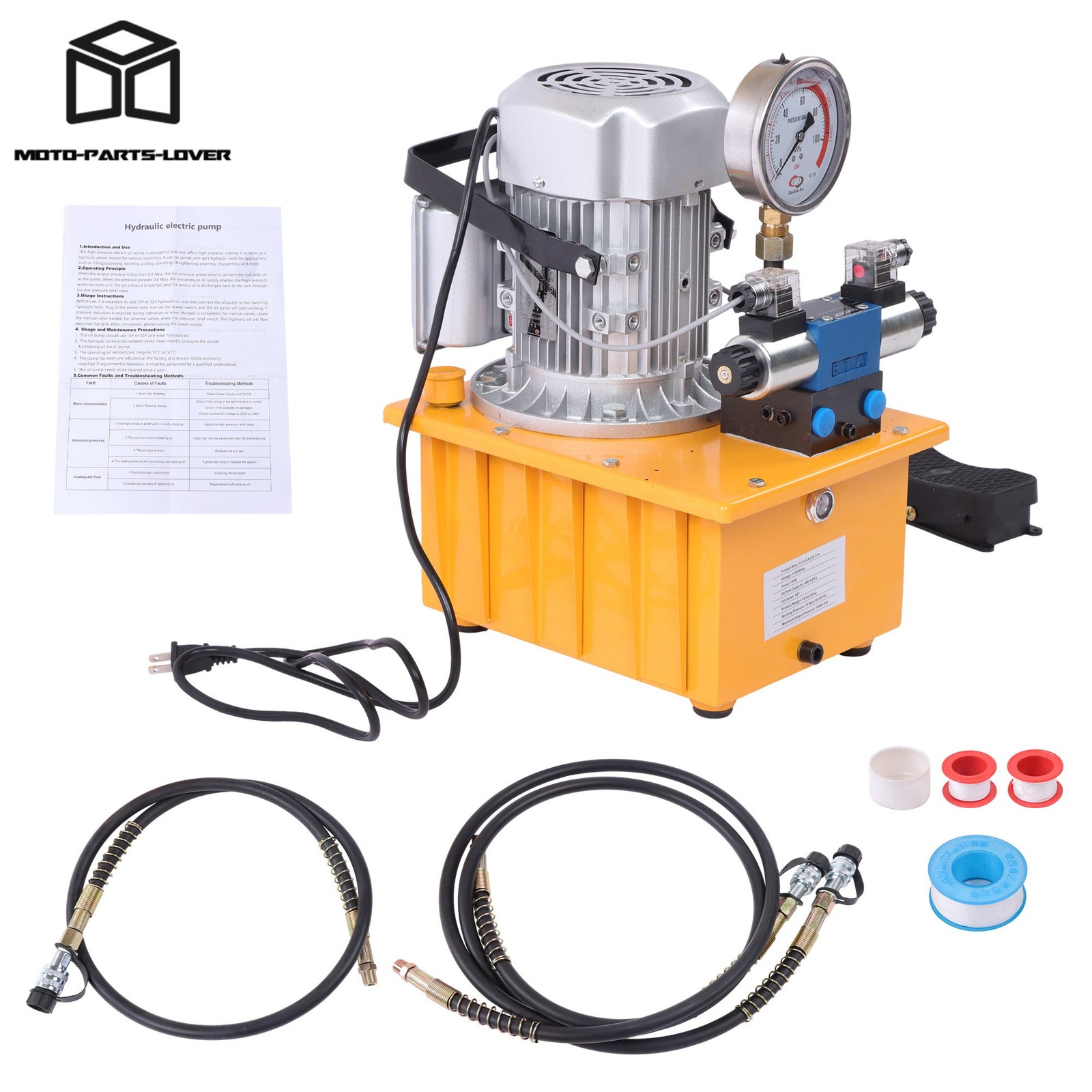 750W Electric Hydraulic Pump 10000PSI Double Acting 110 V