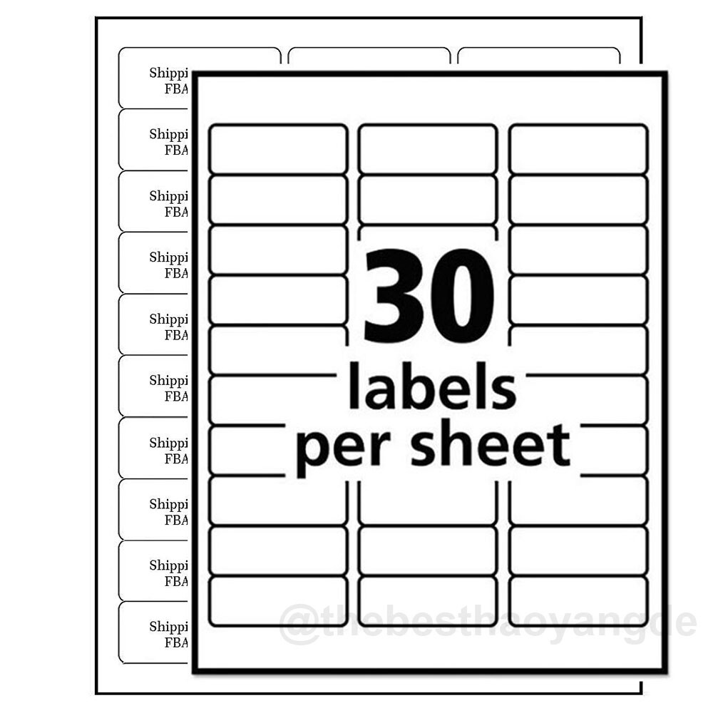 Premium Shipping Address Mailing Labels 1″ x 2 5/8″ 30 Labels Per Sheet (30 UP)