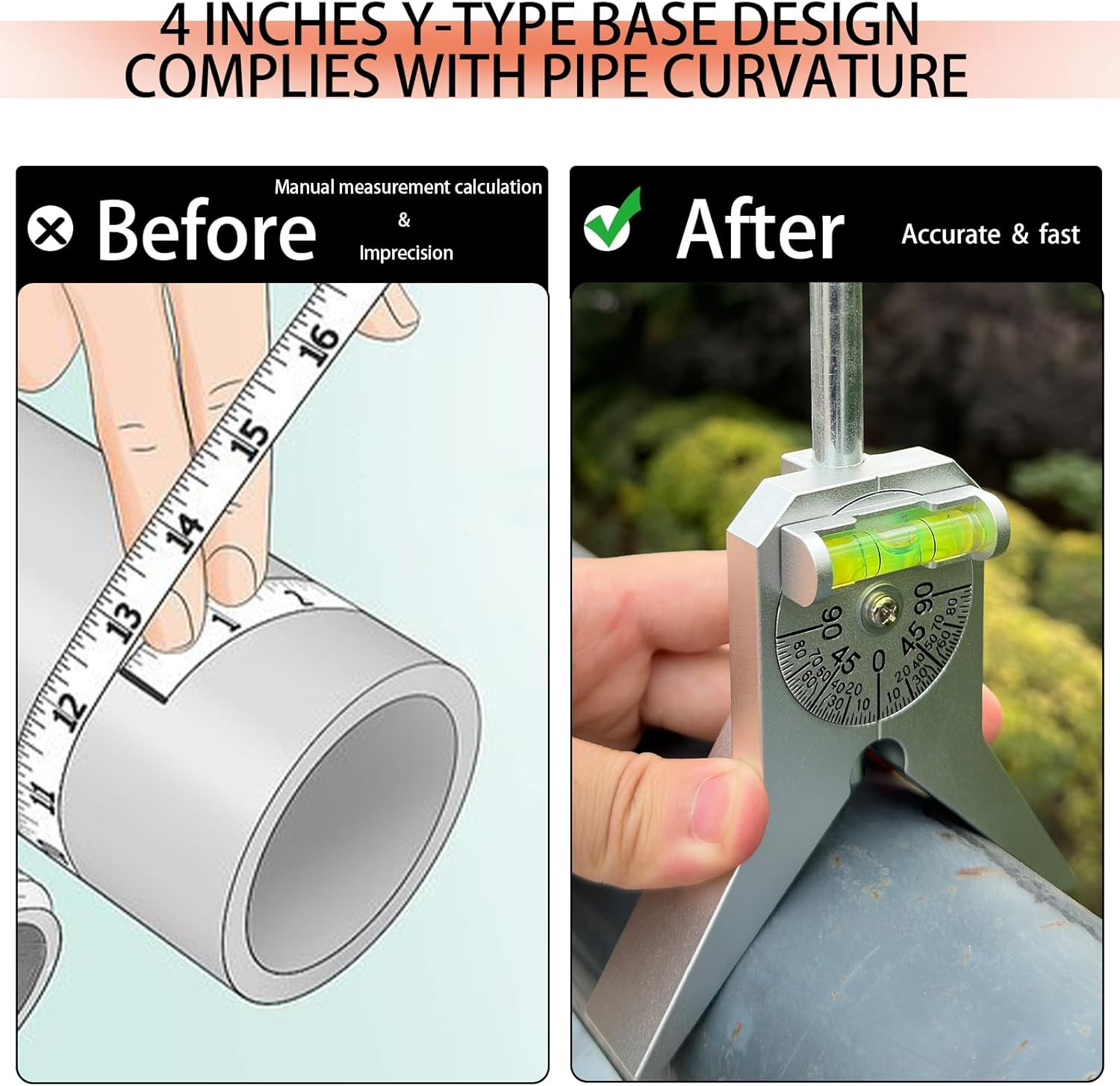 Upgraded Pipe Center Finder, Measure Pipe Diameter, Pipefitter Tools with Center