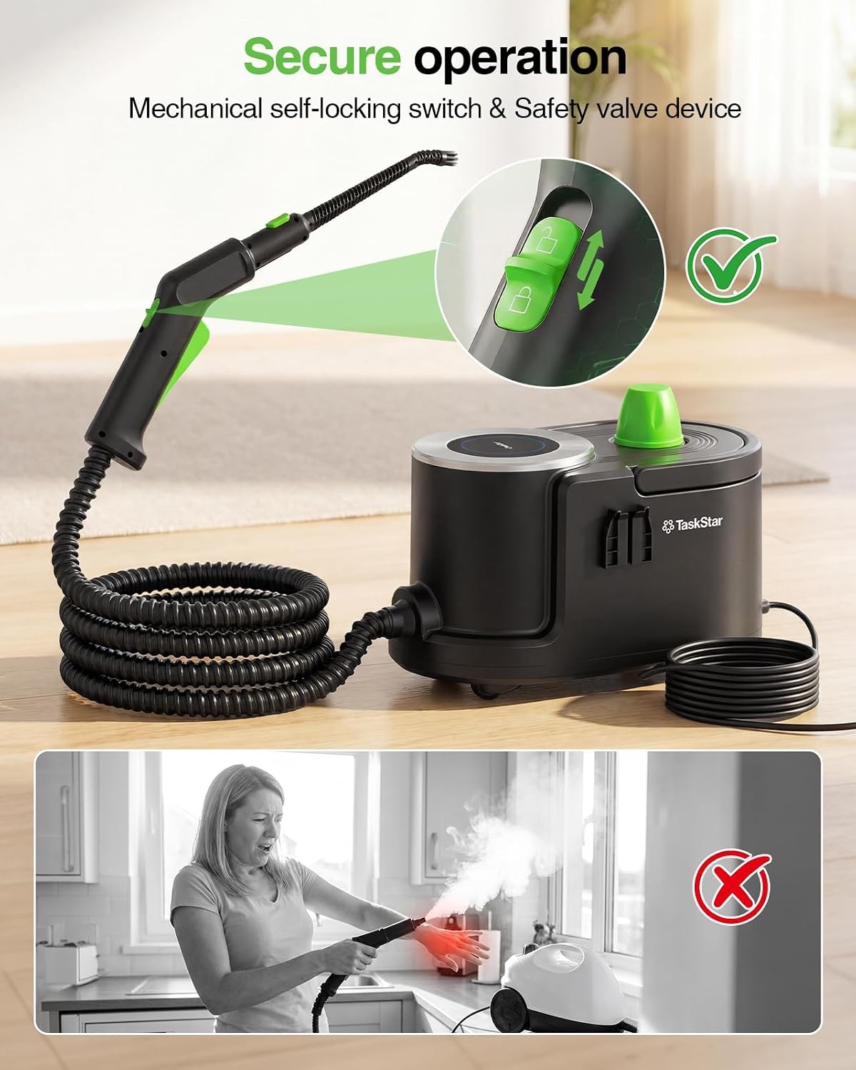 Taskstar 1500w Powerful High Pressure Steam Cleaner for Deep Cleaning 22 Tools