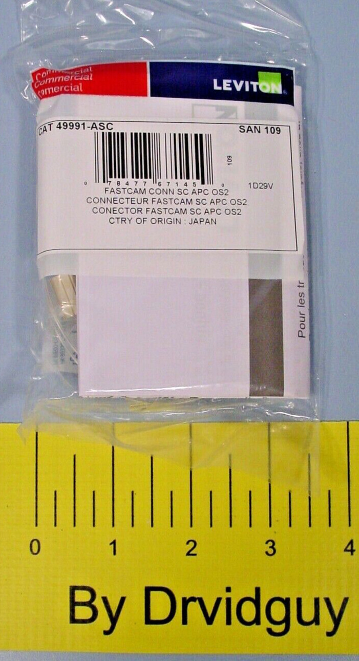 QTY 2 Leviton 49991-ASC FastCAM Pre-Polished Fiber Optic Connector; Green