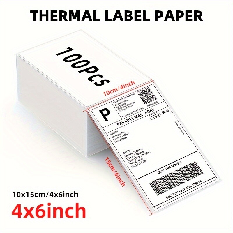 500-4000 Fanfold 4 x 6 Direct Thermal Labels White Perforated Shipping Labels