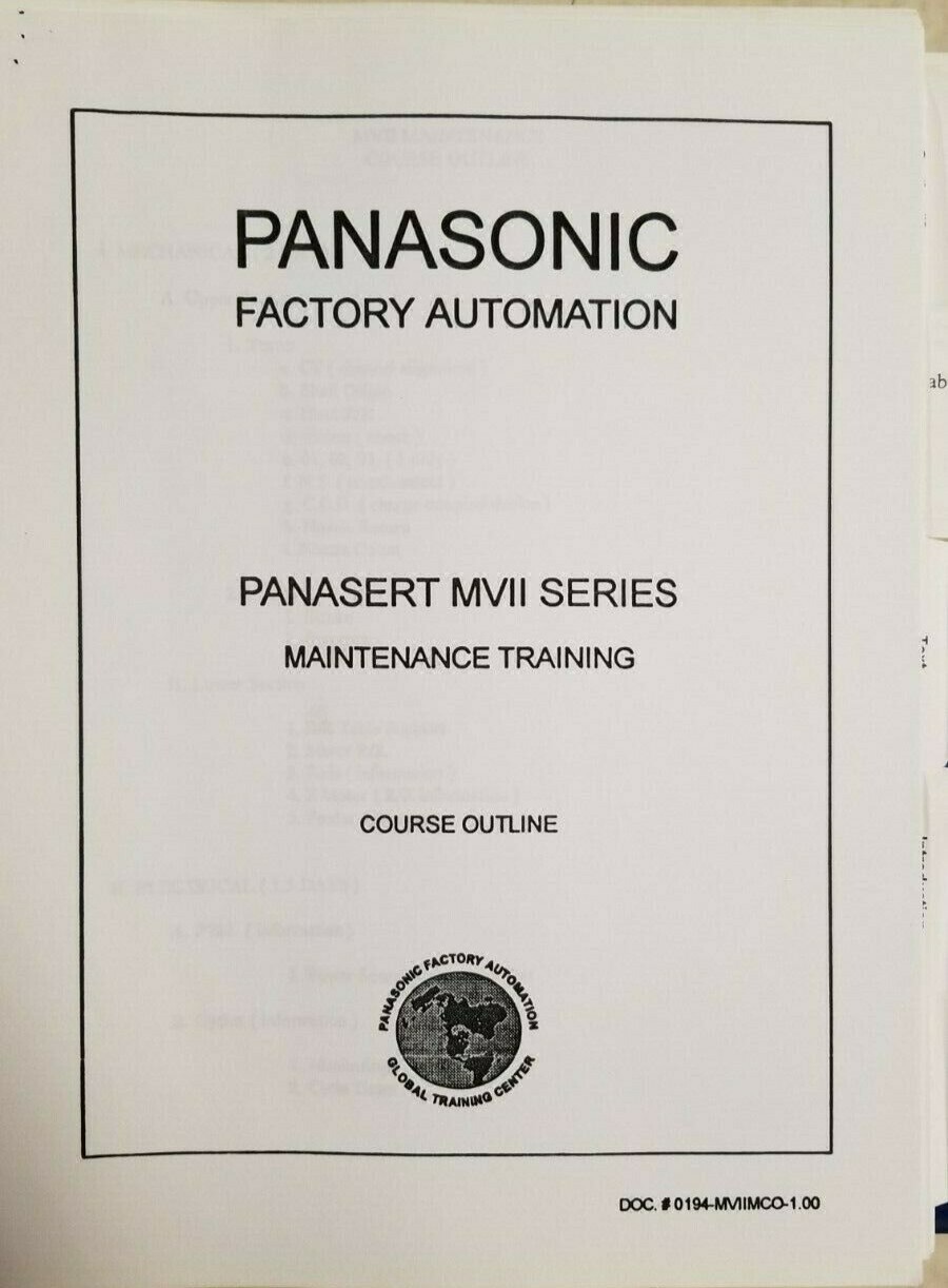 Panasonic Panasert MV-II MV2 Ops,Maint,Tech / MV2C Tech Manual NM-2558 / NM-2559