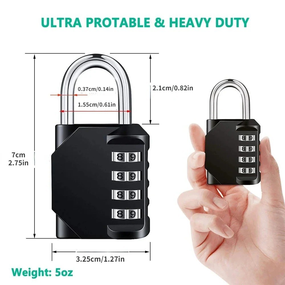 Heavy Duty 4 Digit Combination Lock Resettable Waterproof Padlock