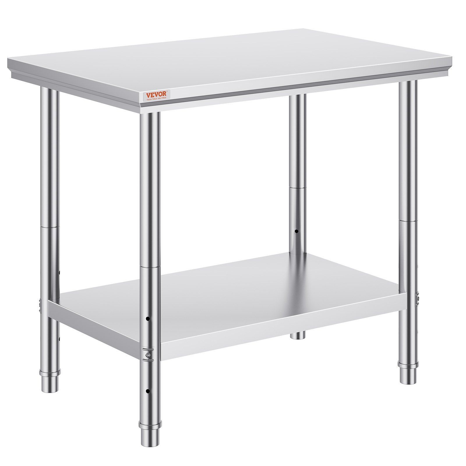 SUS201 Stainless Work Table 35″x24″x31″, Heavy-Duty, Adjustable Shelf Heights