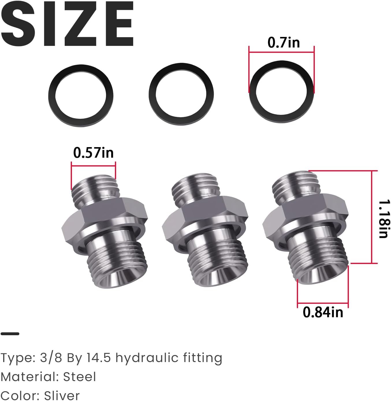 3Pcs 3/8″ NPT×14.5mm Fitting Adapter For Chinese Excavator Valve Body Connector