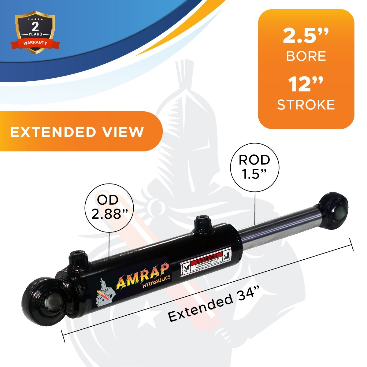 2.5×12 Hydraulic Cylinder-2.5″ Bore, 12″ Stroke – Swivel Eye Hydraulic Cylinder