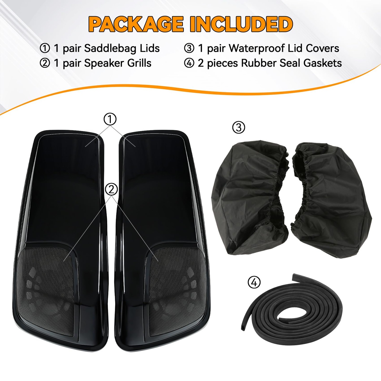 5″ x 7″ Saddlebag Speaker Lids W/Grills Fit for Harley Touring FLT FLHT FLHTCU
