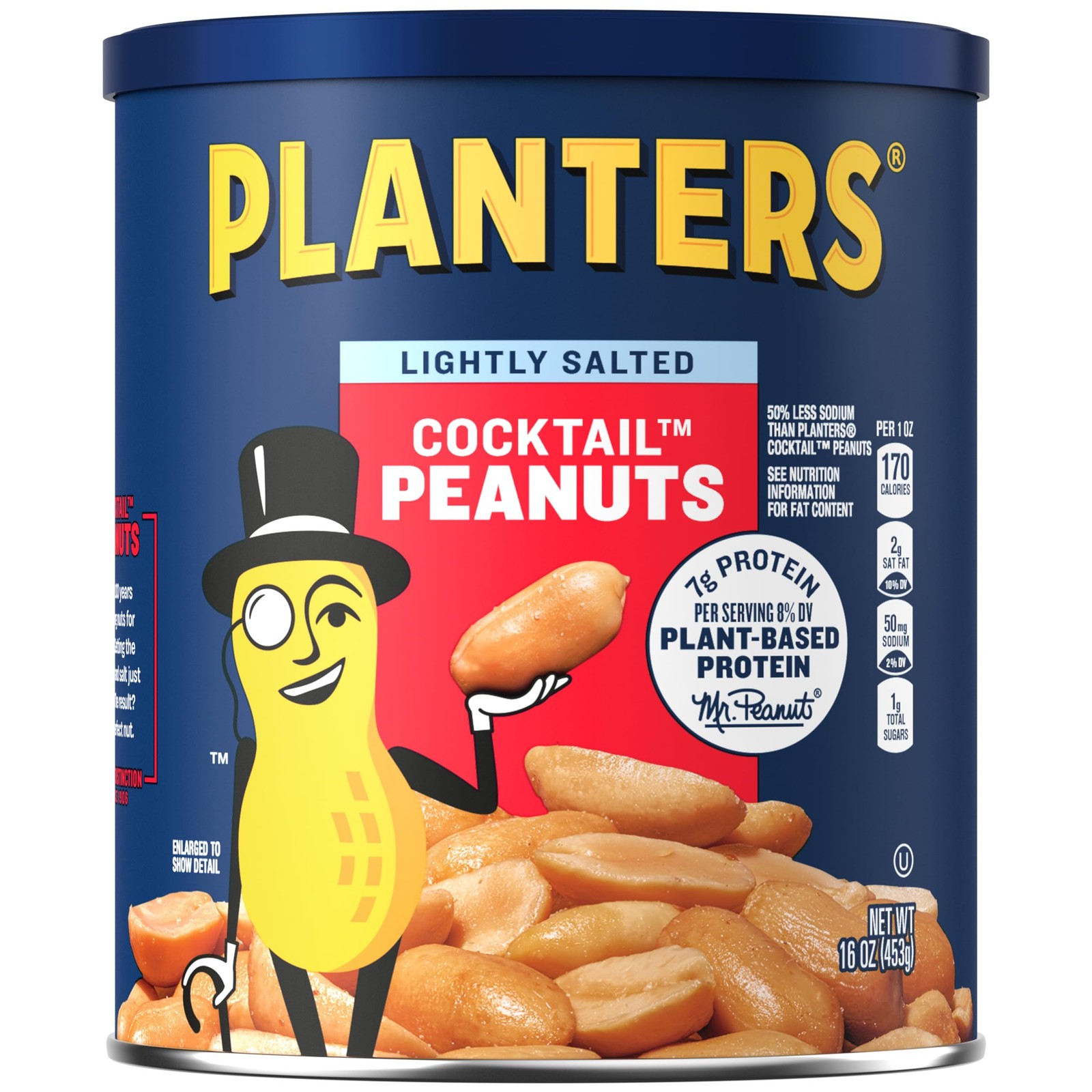 PLANTERS Dry Roasted Peanuts, PlantBased Protein, Lightly Salted, 16 Oz Jar