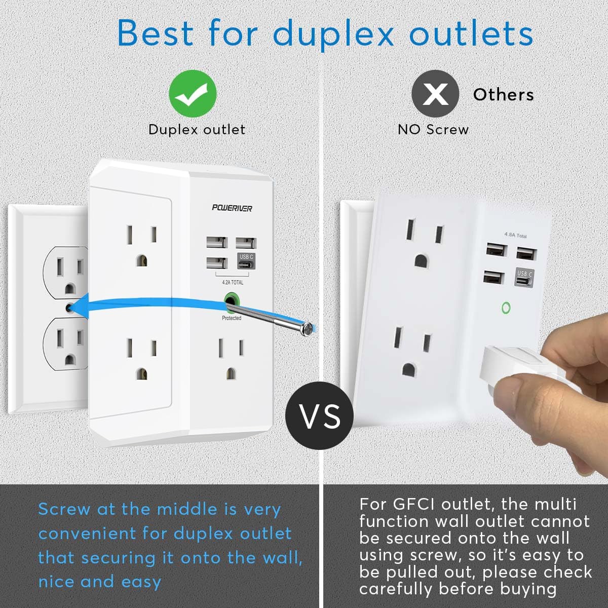 Usb Wall Charger, Multi Outlet Extender Surge Protector With 4 Usb Ports, 1680j