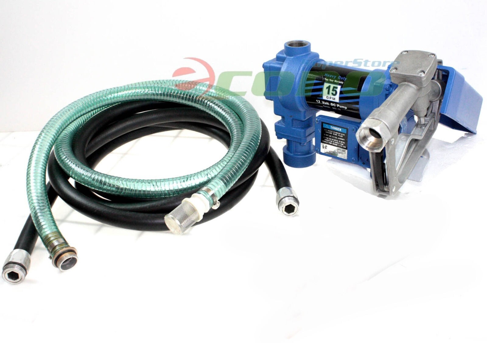 12 Volt DC 15GPM Gasoline Fuel Transfer Pump Kit Petrol Diesel Kerosene w/Nozzle