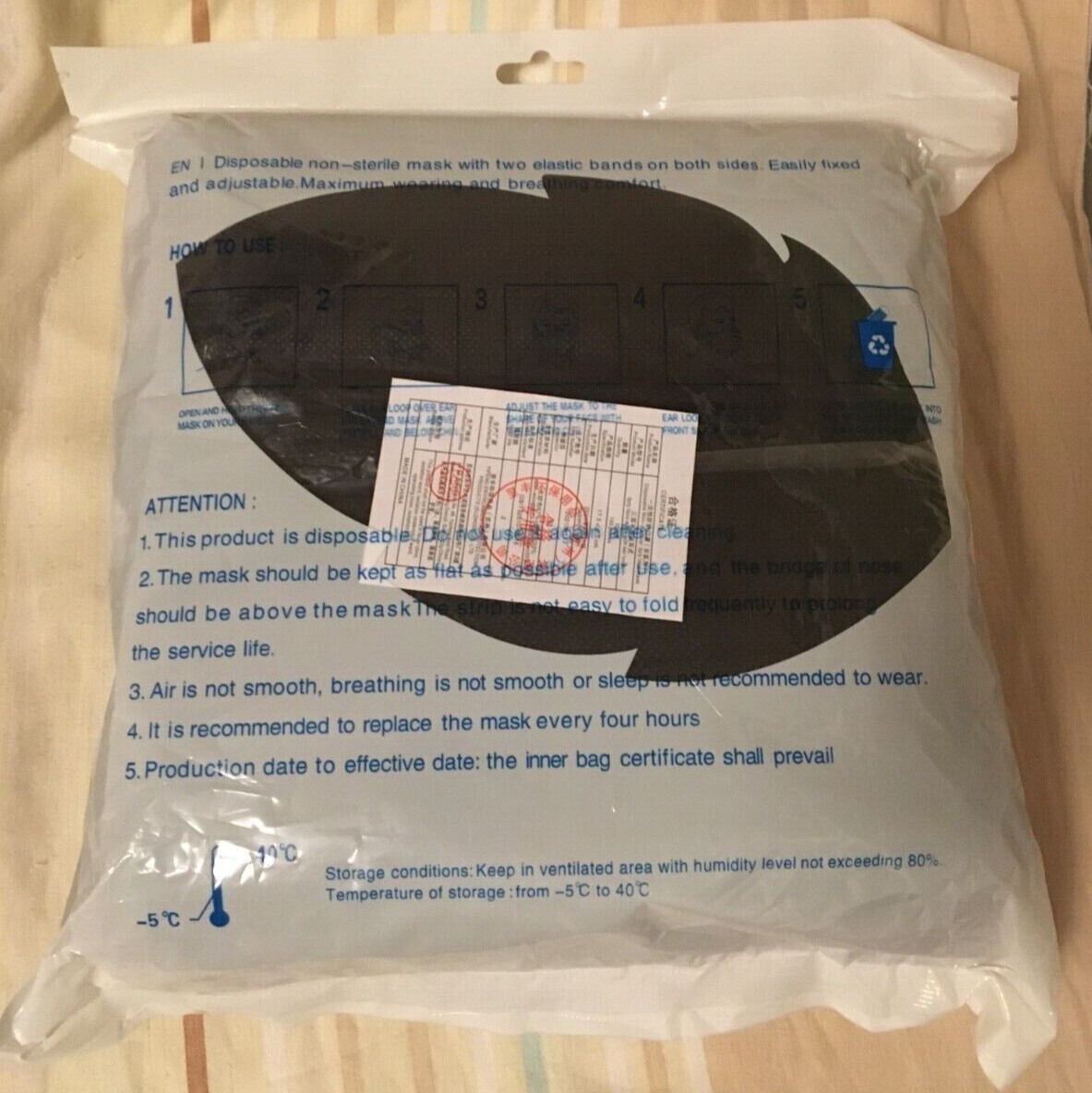 Disposable 3-Ply Non-Medical Mask — 100 Pcs, Black Color