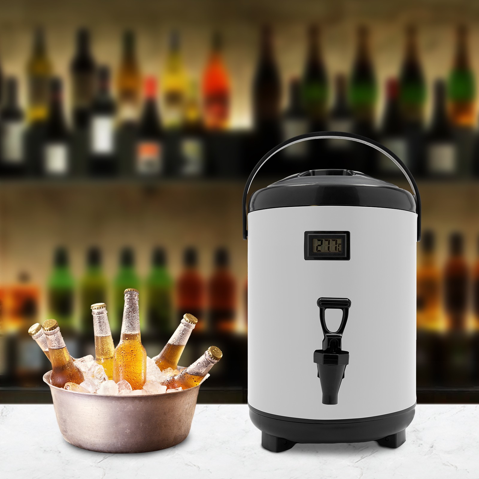 8L/2.11gal Insulated Beverage Dispenser With Lid, Cold And Hot Drink Dispenser