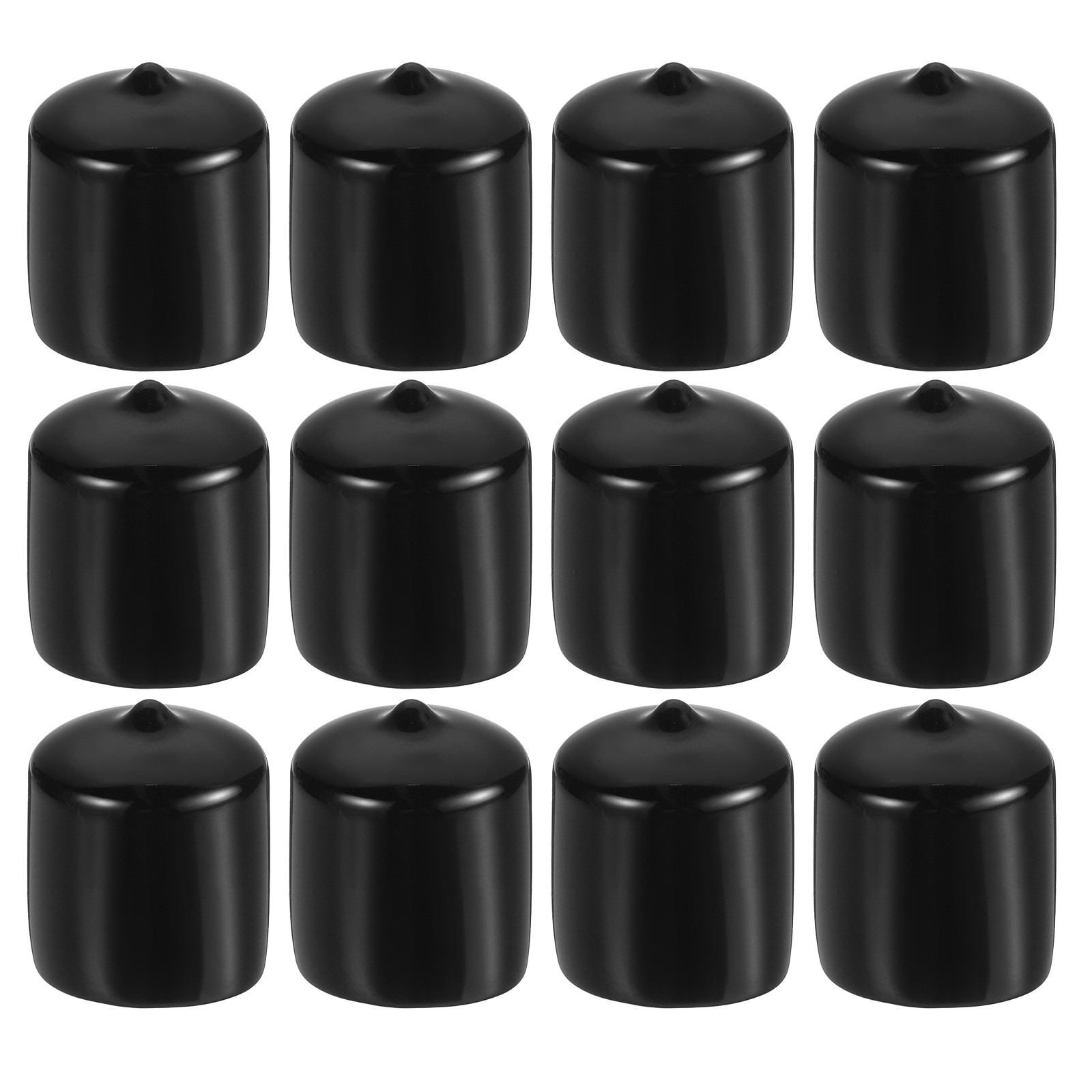 12 Pcs 1-1/4″ ID Round Rubber End Caps Flexible Rubber Bolt Covers Caps Black