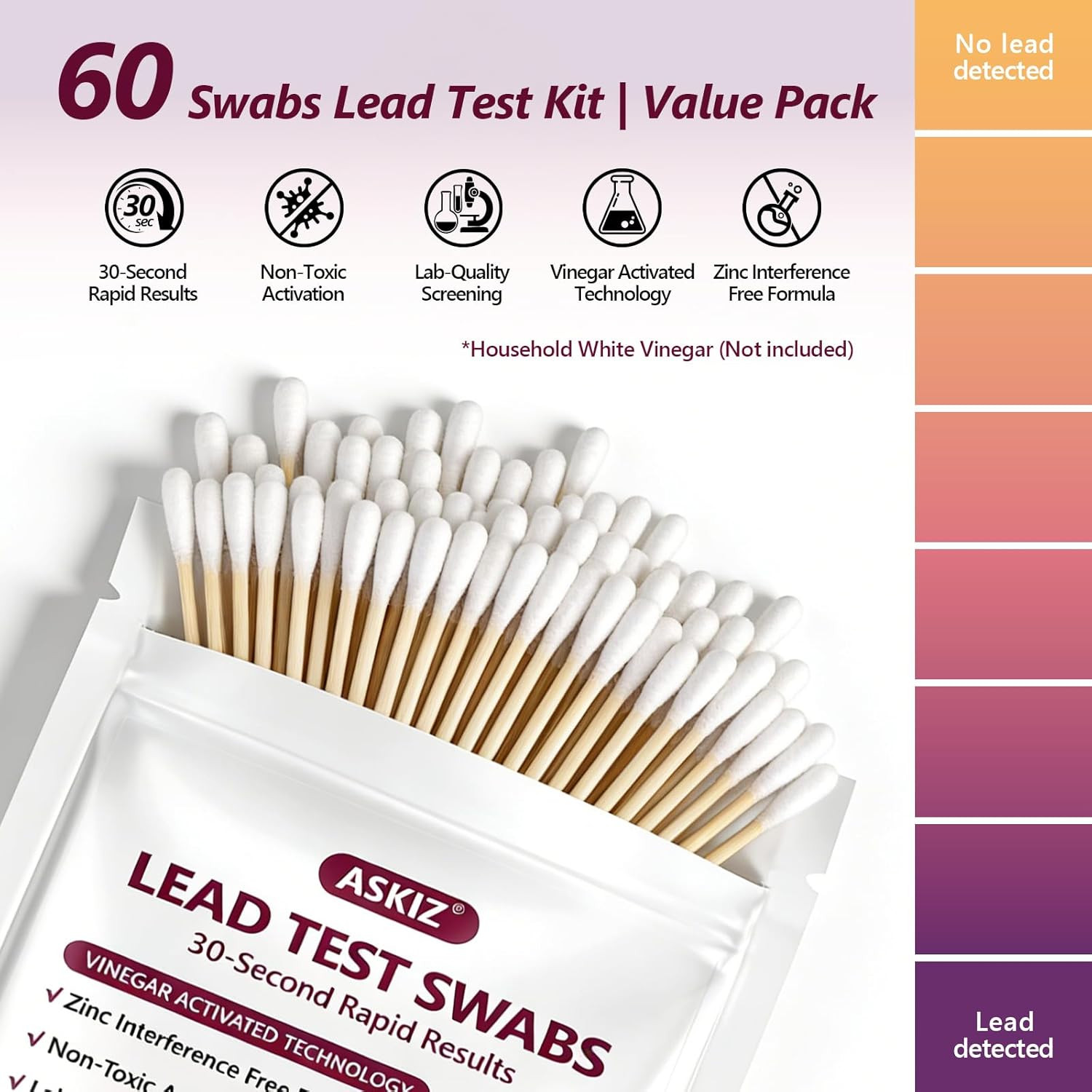 60 Swabs Lead Test Kit,Quick Results in 30S Lead Detector,Enhanced Lead Testing