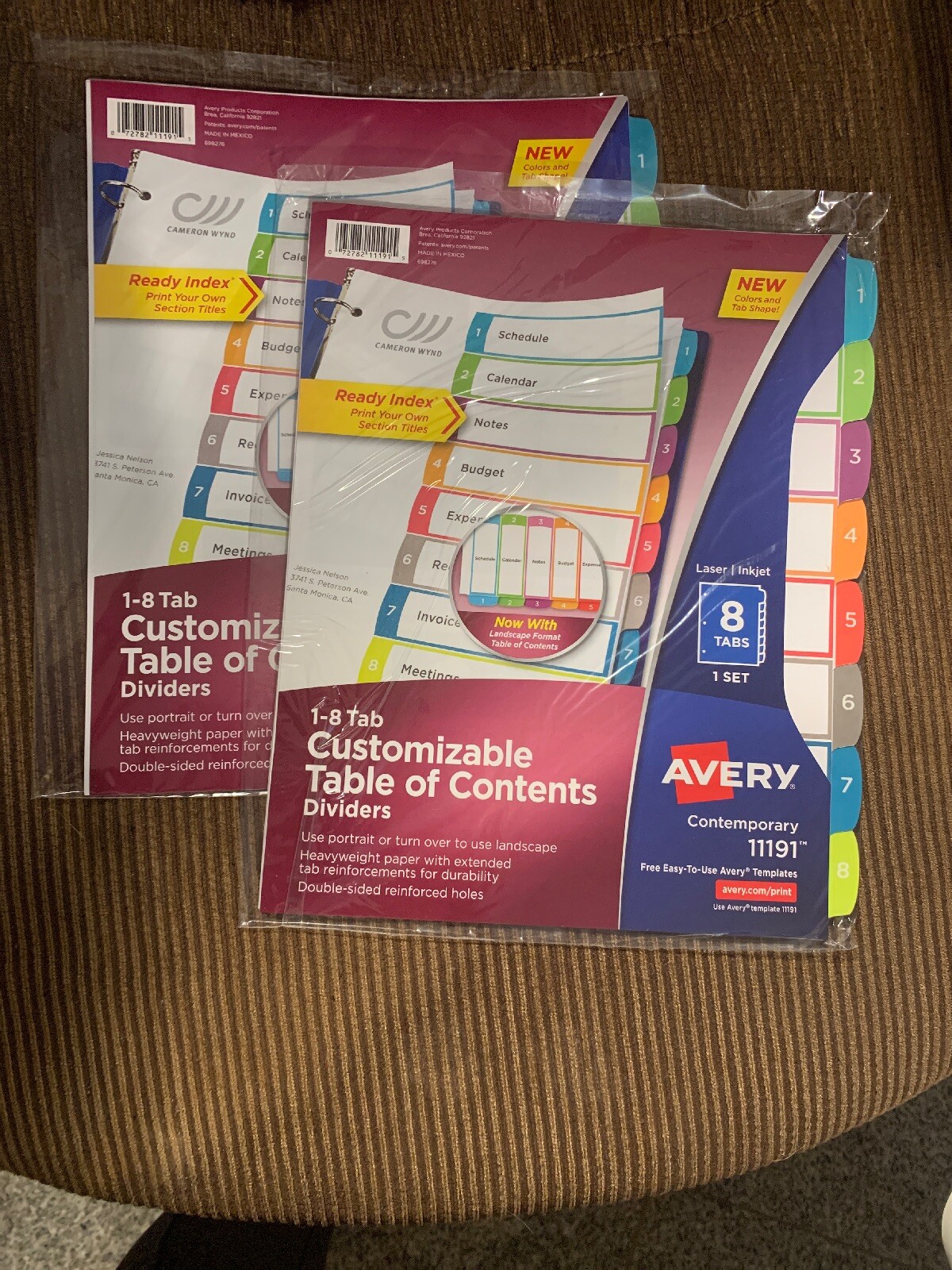 2 Set Avery 8 Tab Customizable Table Of Contents Dividers Contemporary 11191