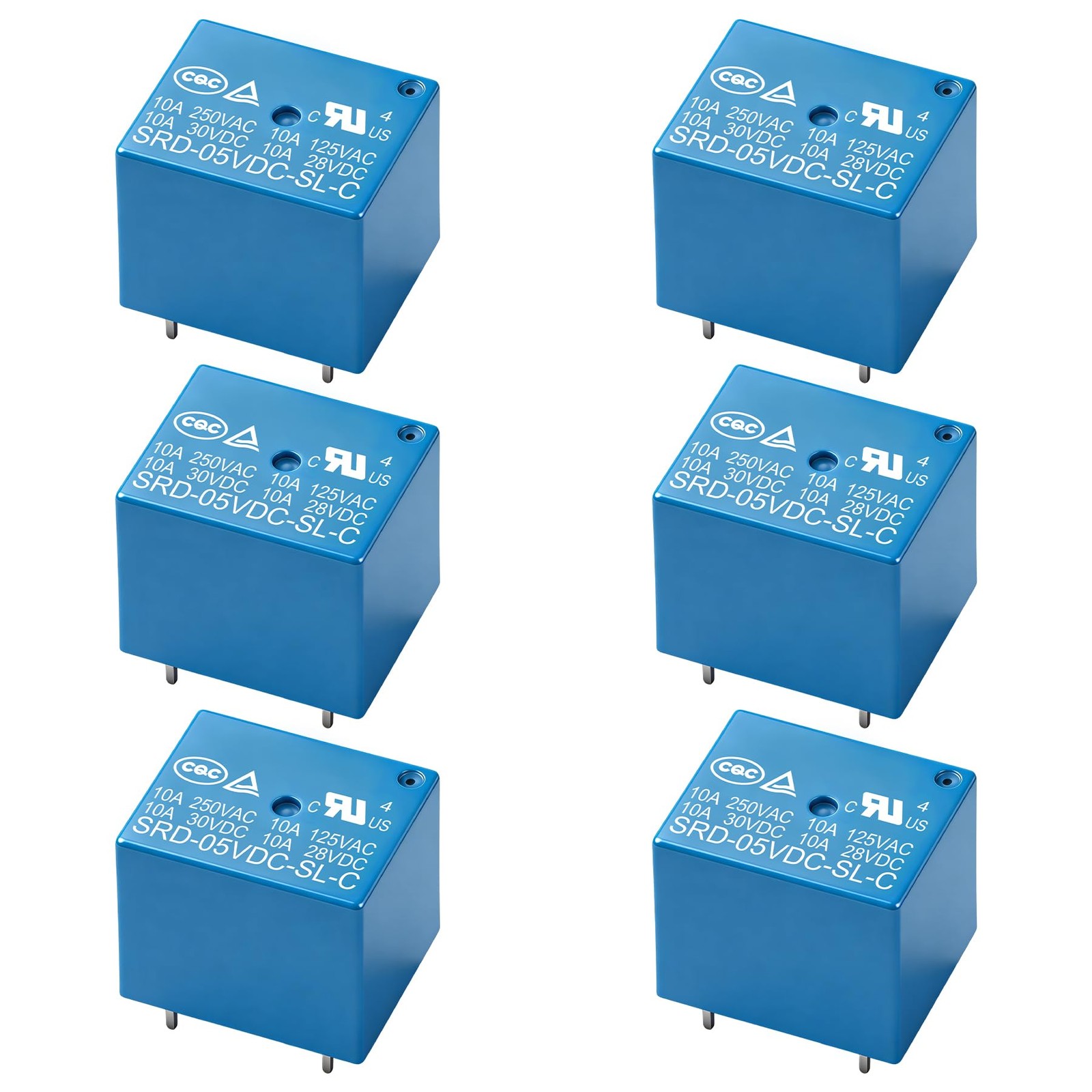 6Pcs PCB Power Relay SRD-05VDC-SL-C, DC 5V Coil, 10A 250VAC, SPDT, 5 Pin, for…