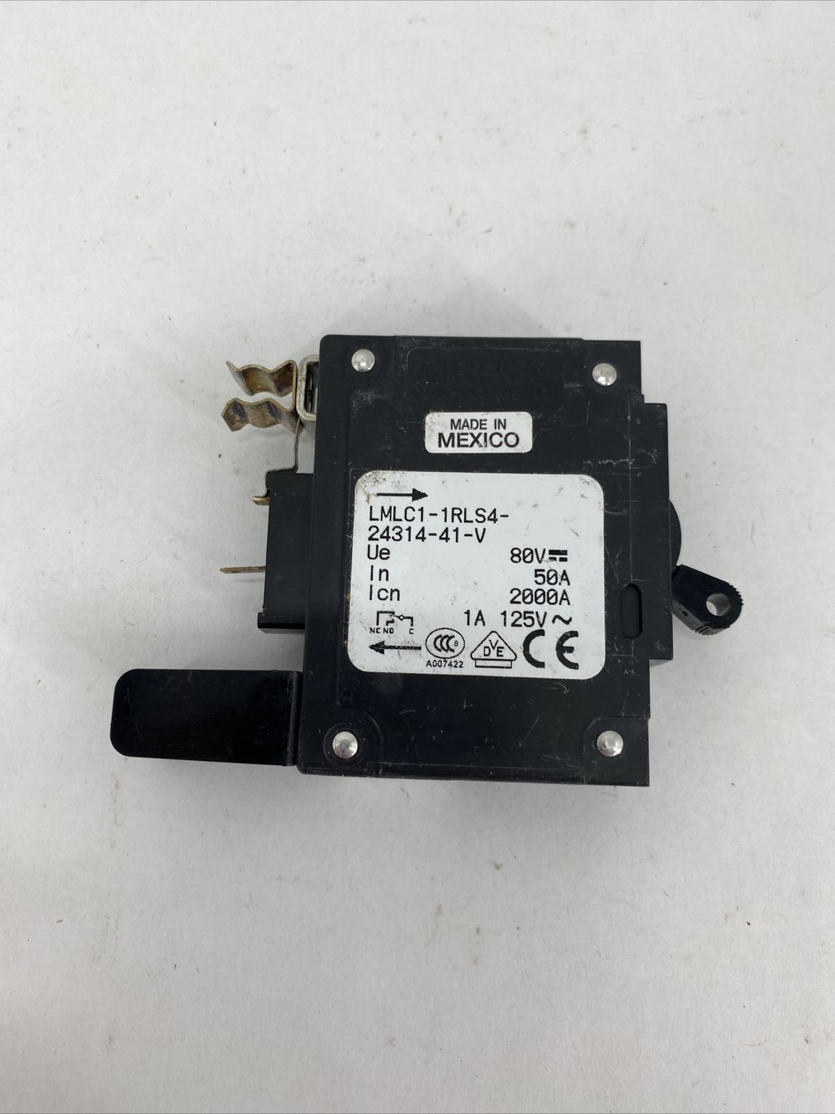 Airpax LMLC1-1RLS4-24314-41-V Circuit Breaker 1P 50A 80VDC Max Bullet Breaker