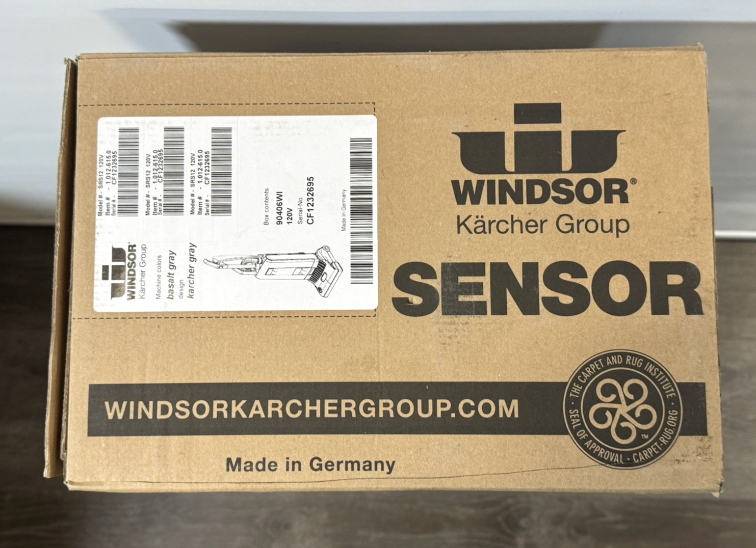 Windsor (Karcher ) Sensor Upright Vacuum 12″ , SRS12, Basalt Gray – Brand New