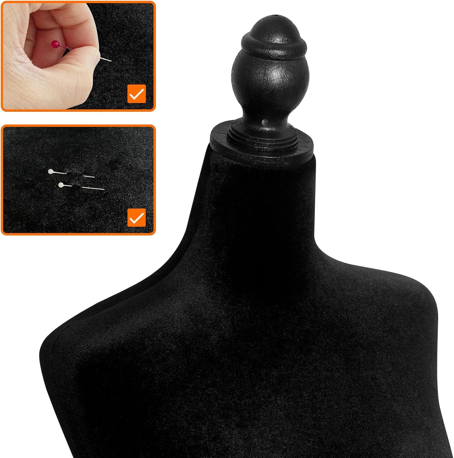 Black Female Mannequin Torso with Tripod Stand,Form 61-67 Inch Height Adjustable