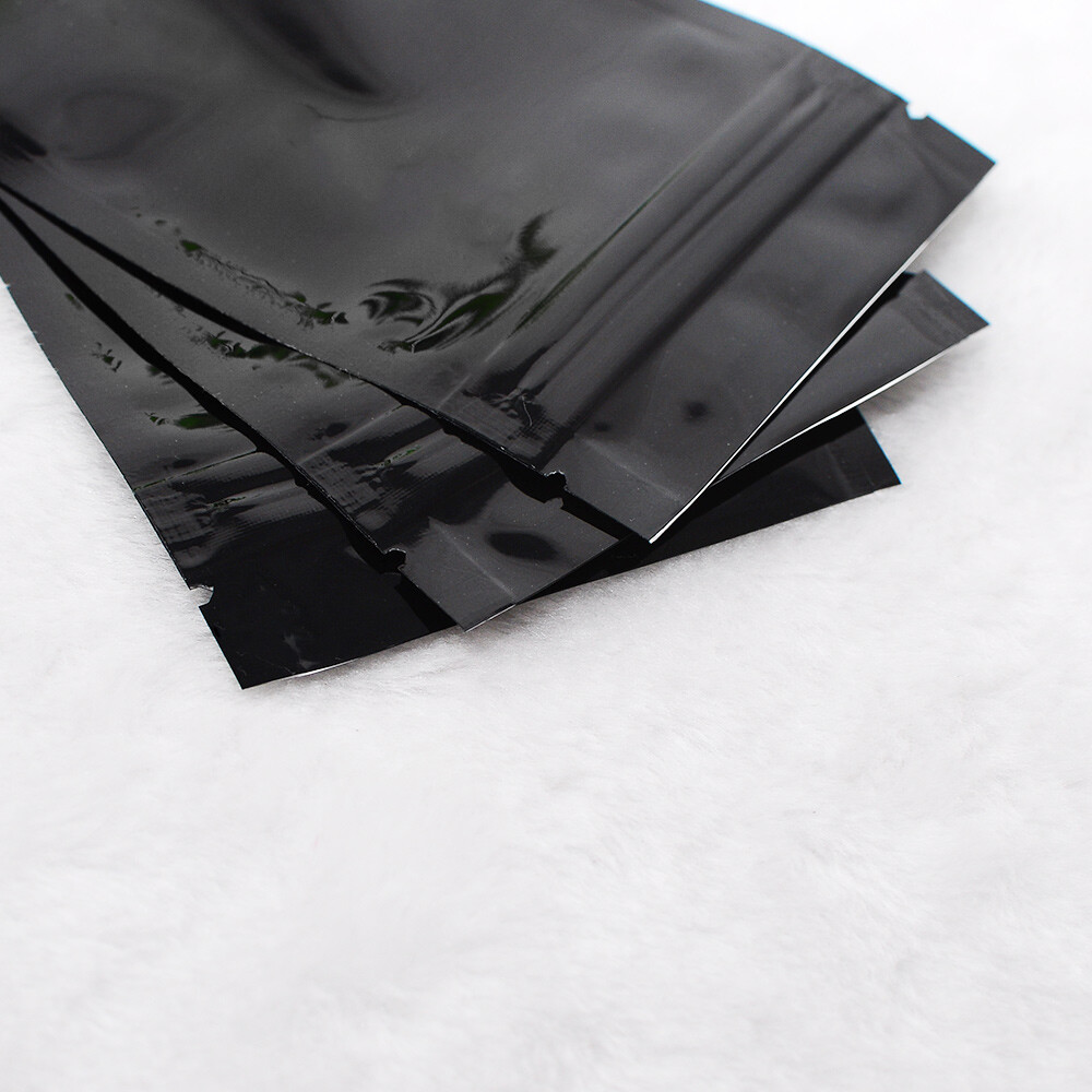 100 Black Mylar Foil Resealable Smell Proof Bags Repacking Flat Food Pouch 3×4″