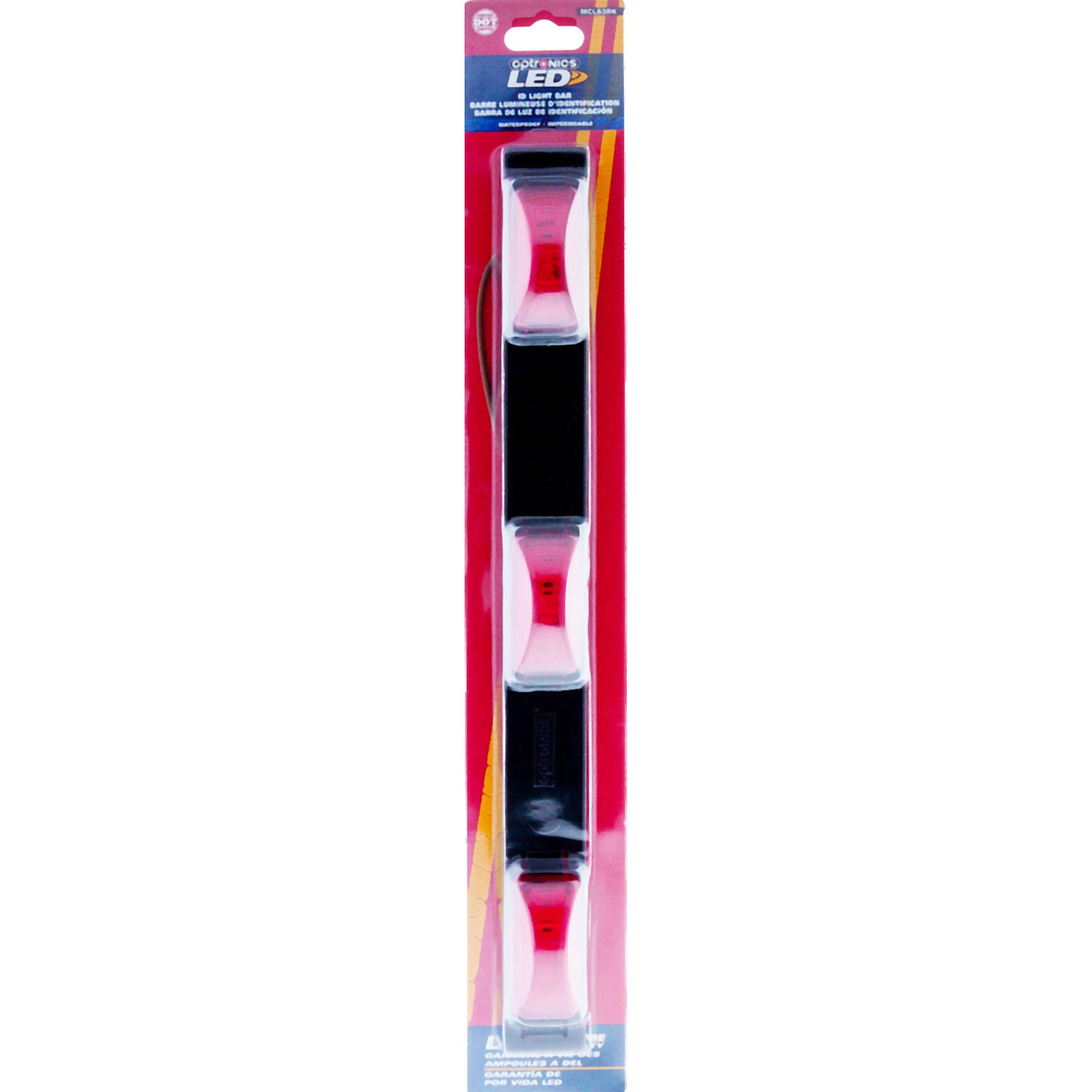 3-LED RED IDENTIFICATION LIGHT BAR WITH BLACK BASE