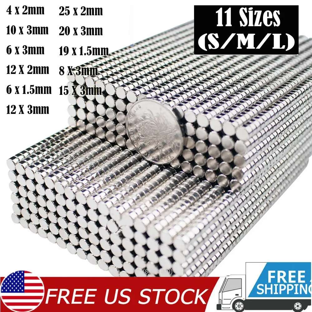 N52 Small Large Neodymium Magnets Disc Round Super Strong Rare Earth Magnet Lot