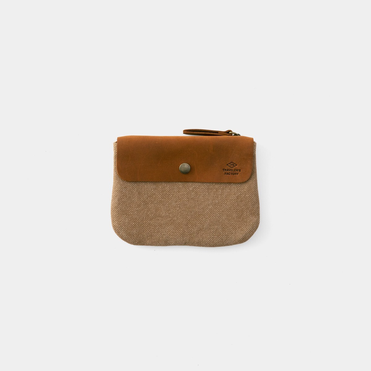 TRAVELER’S FACTORY Canvas Pouch Beige SS size W17.0xH12.0cm,W6.6xH4.7in