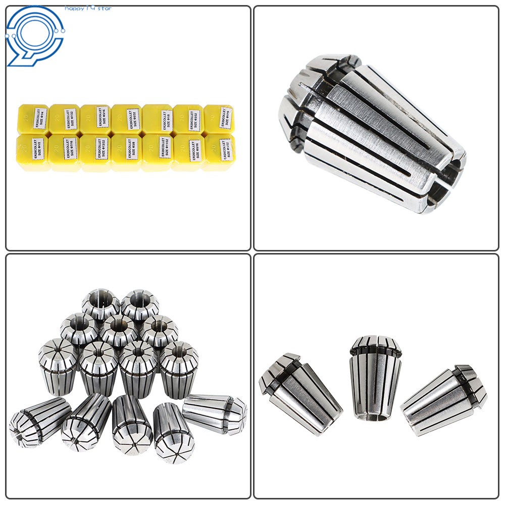 NEW 14Pcs ER20 Spring Collet Set 1/16″-1/2″ CNC Super Precision 3/8 1/4 1/8