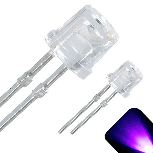 20 x LED 5mm UV / Purple Ultra Bright Flat Top Wide Angle LEDs Light Lamp Car