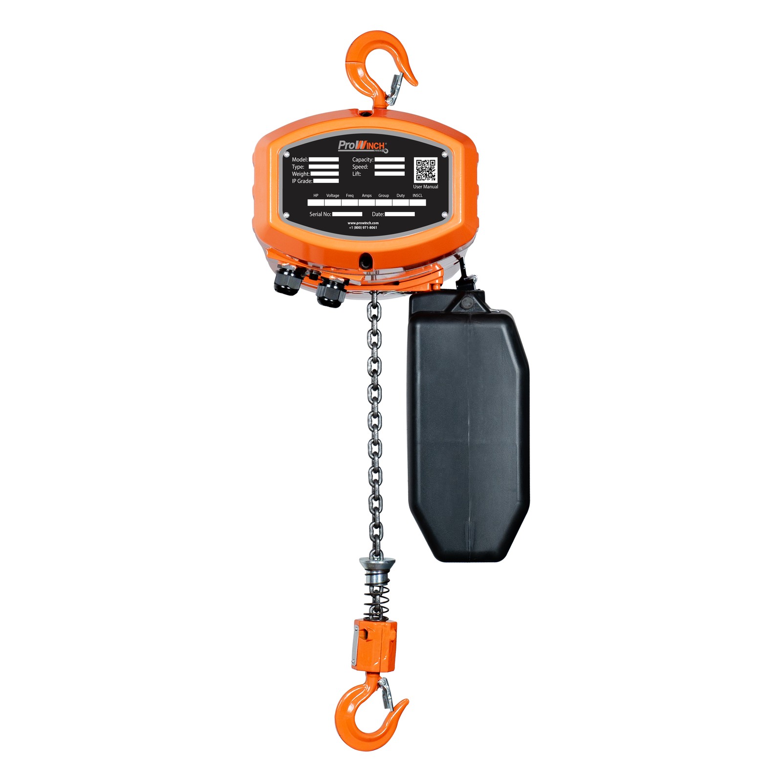 Prowinch 1 Speed 800 lb Wireless Electric Chain Hoist 115/230V 20 ft G100 Chain