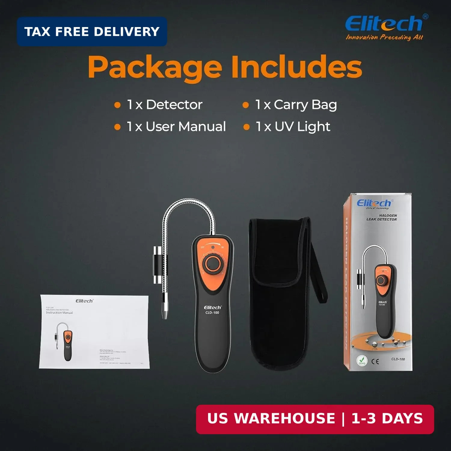 Elitech Refrigerant Leak Detector, CLD-100 Freon Leak Detector Car HVAC Halogen