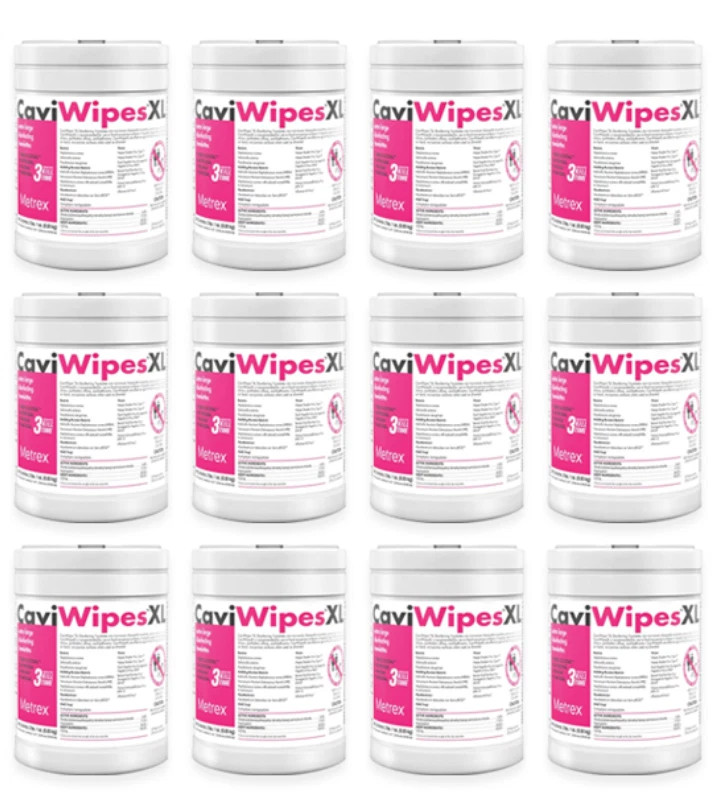 CaviWipes XL Surface Disinfectant Towelettes 160 Canister- Case of 12, 13-1150