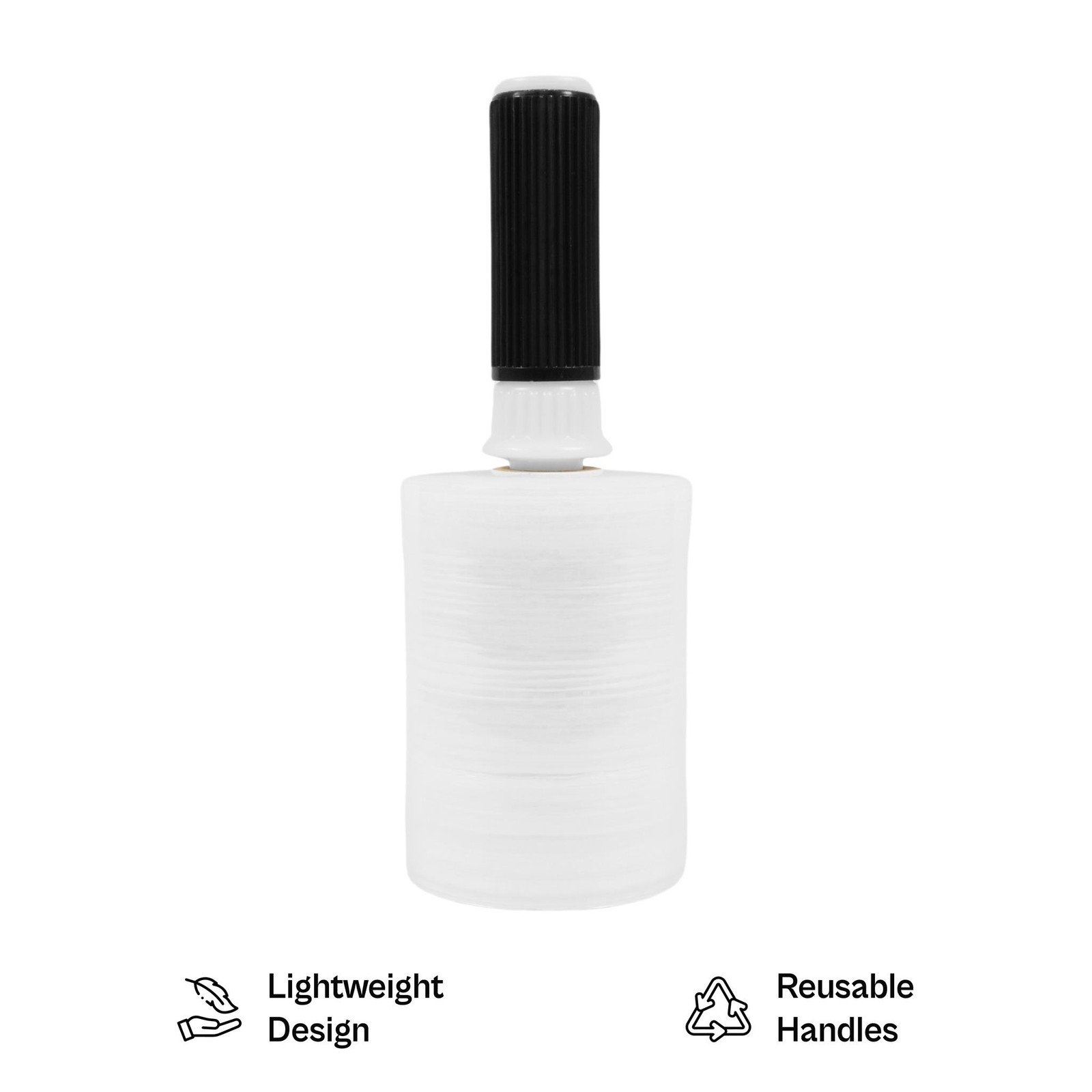 Black and White 2 Swivel Handles For Extended Core and Pipe Stretch Film
