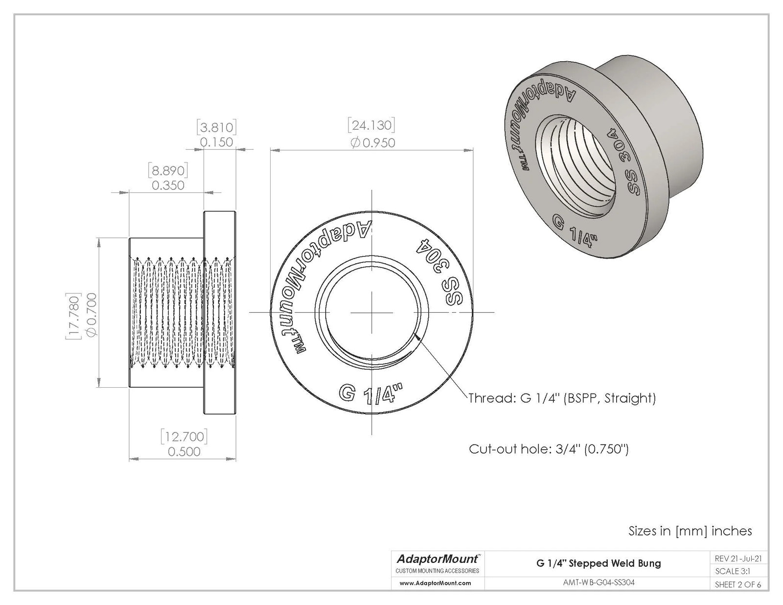 WB-G04 Weld Bung (G 1/4″)