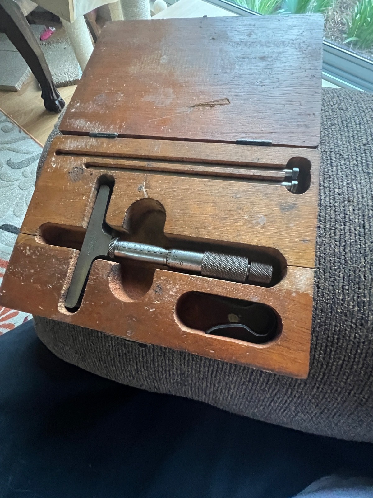 Lufkin Depth Micrometer Gage Gauge Set 2 Rods #513 w/Wood Case SAGINAW, MI. USA