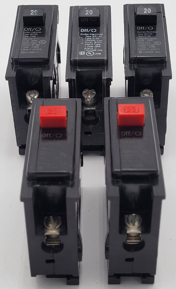 Cutler-Hammer BR120 20A 1-Pole Interchangeable Circuit Breaker USED (Choose Lot)
