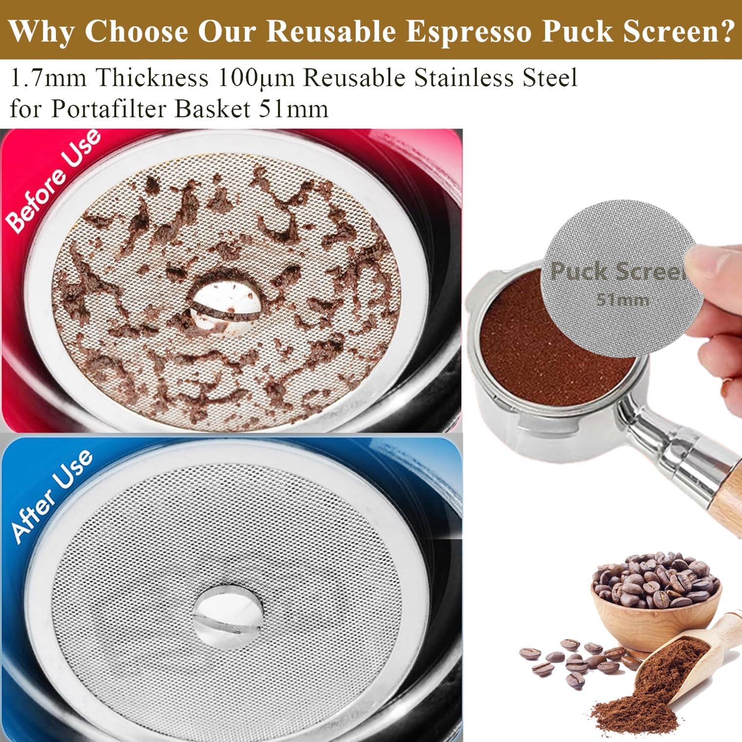 51mm Tamper Espresso Accessories Kit: Set, C1-51mm Set-Sliver