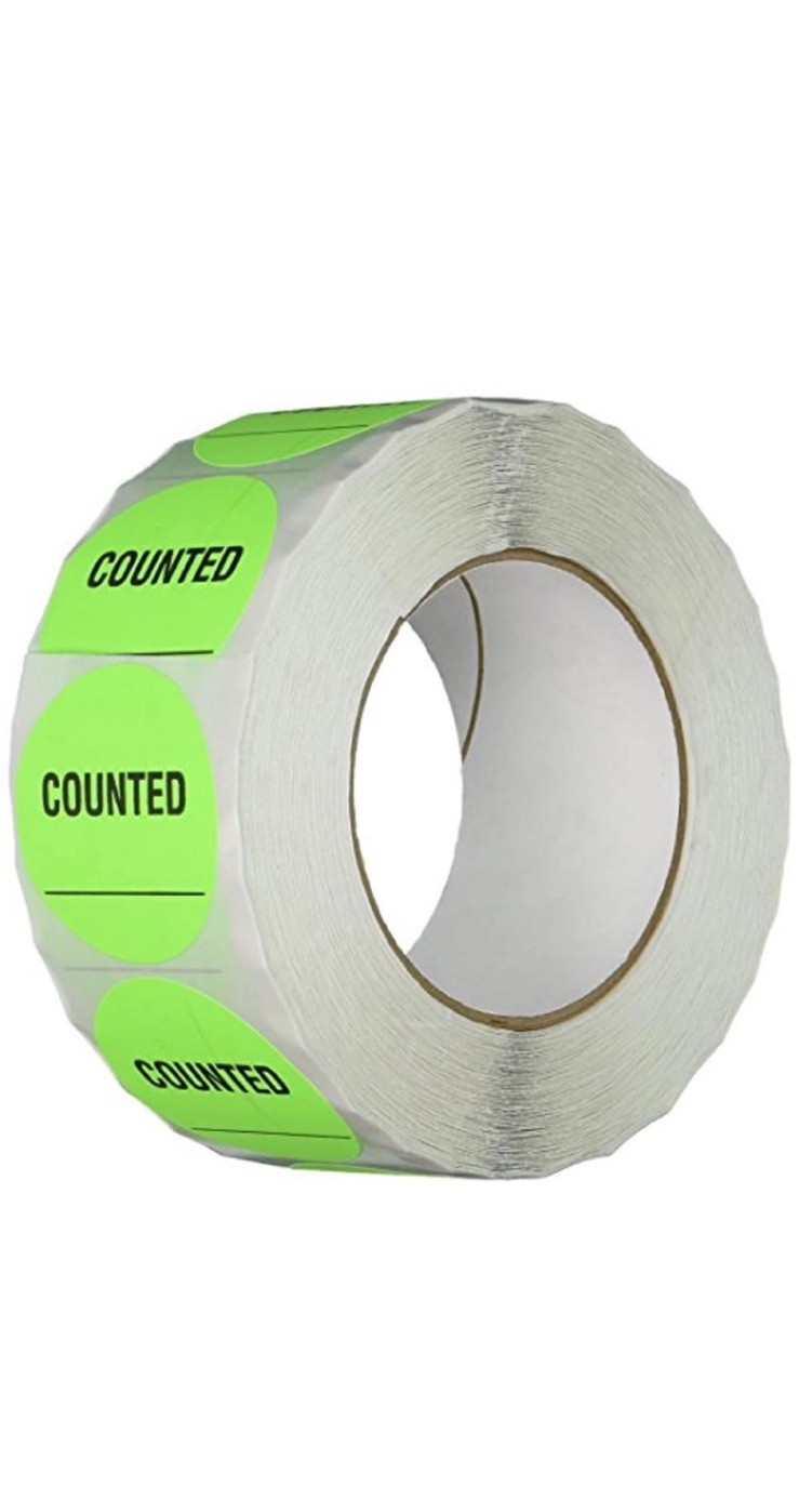 INVLBL-023 Counted Inventory Label, Circular Adhesive Label, Green, 2 in, 100…