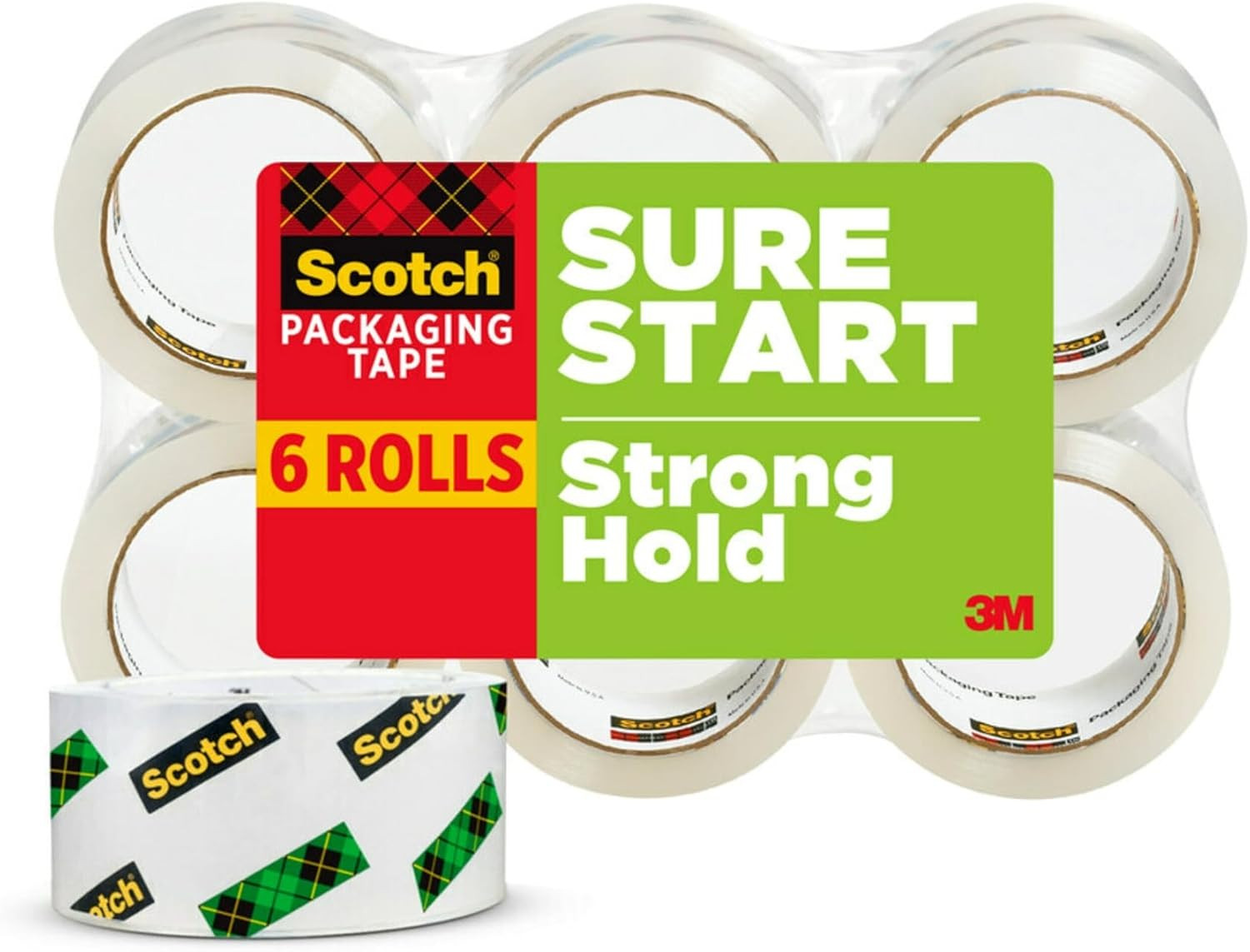 NEW Scotch Sure Start Shipping Packaging Tape 1.88 Inch x 54.6 Yd Clear 3 Core