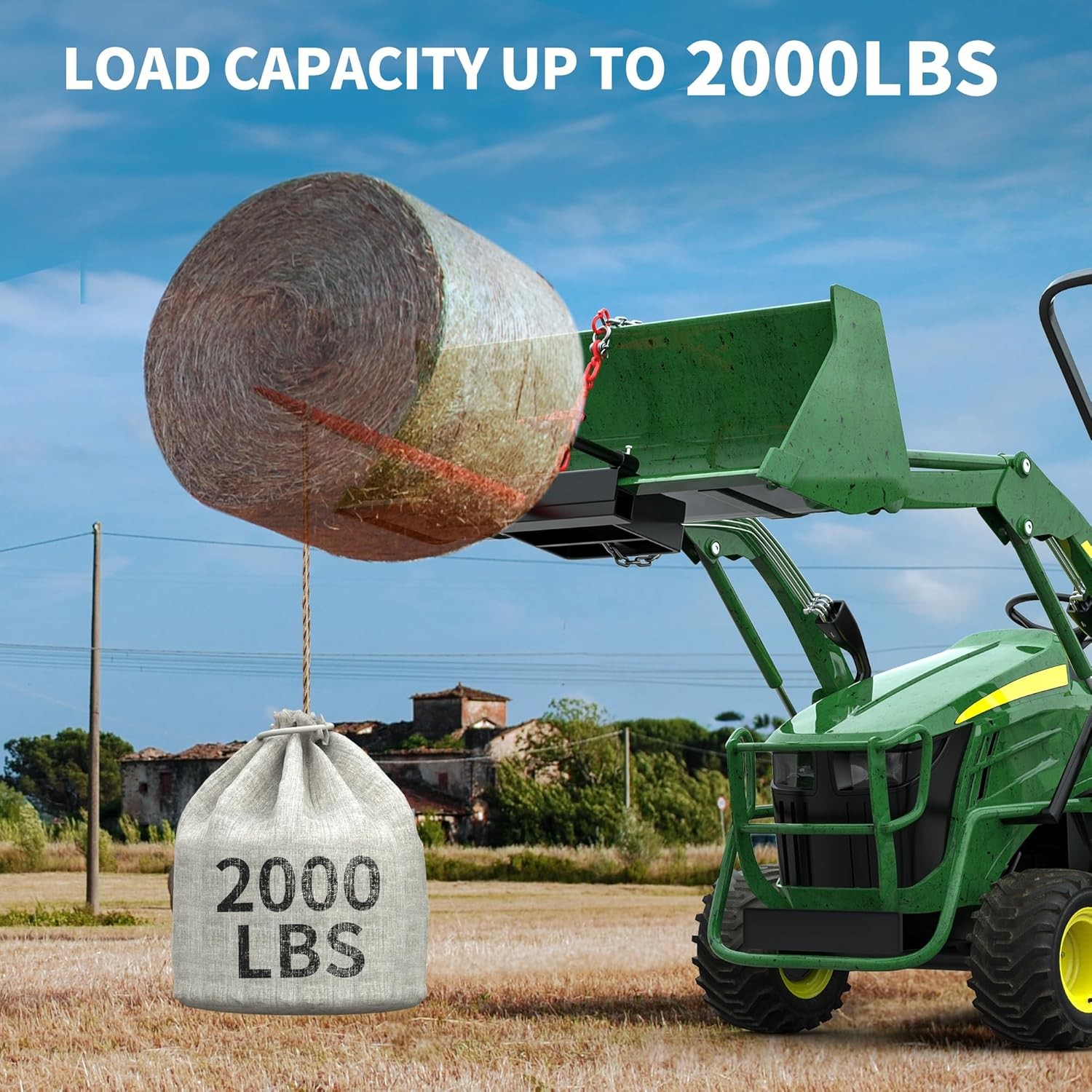 39″ Hay Spear Bale Spears Bucket Skid Steer Tractor Loader Attachment 2000 LBS
