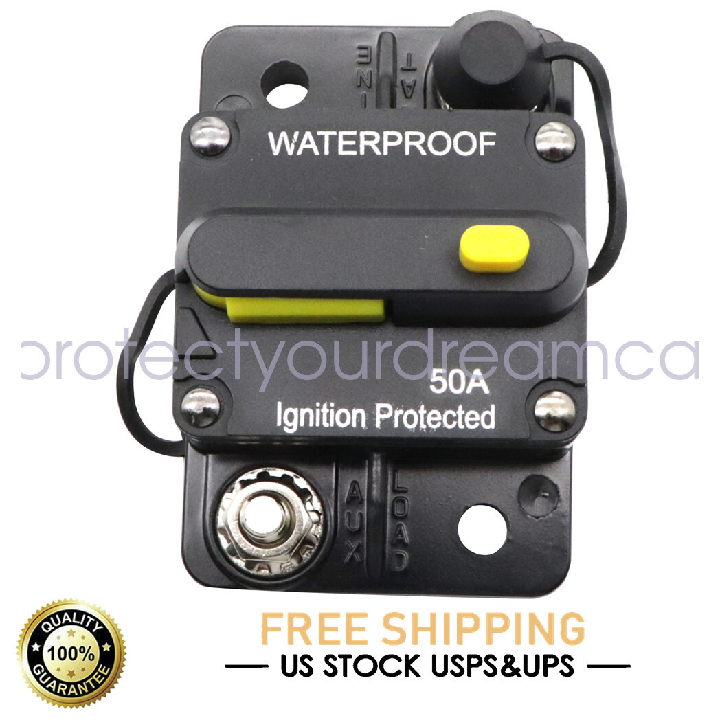 Car Circuit Breaker Fuse Reset 50 Amp 12V DC Car Boat Auto Waterproof US
