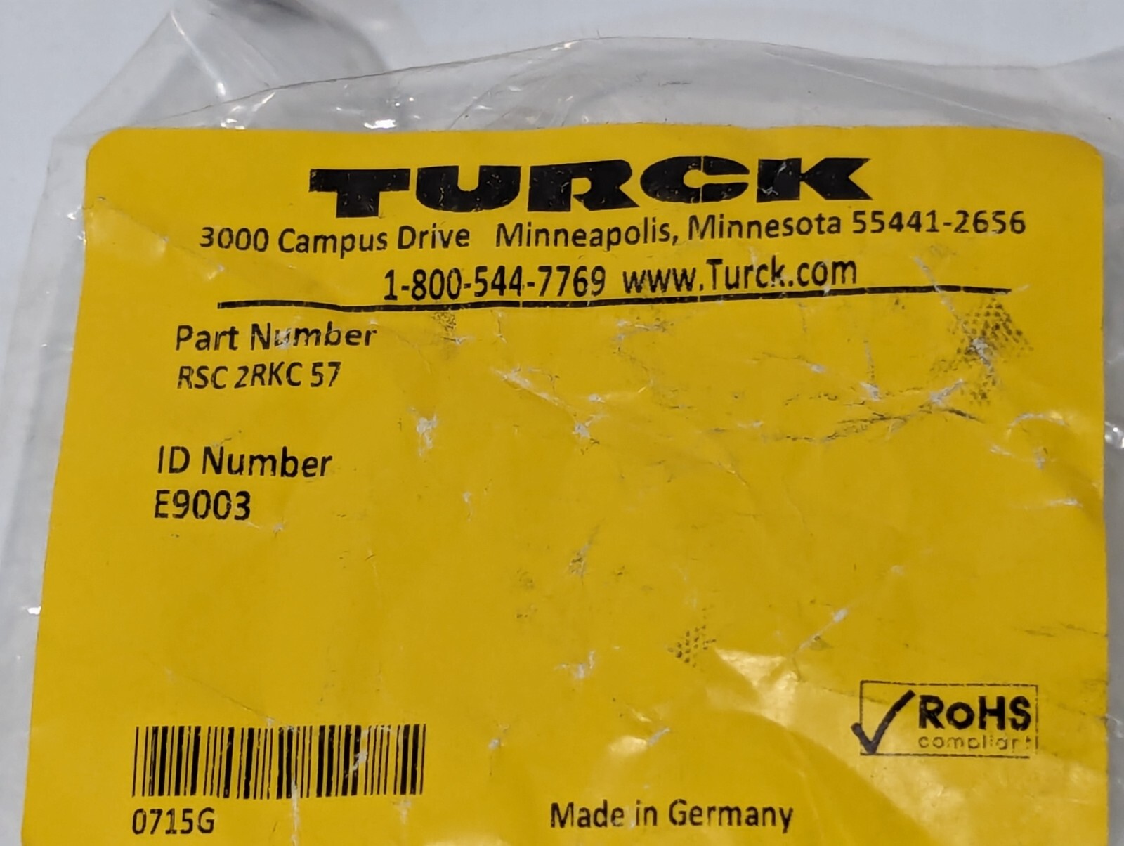 Turck E9003 Sensor Tee Connector RSC 2RKC 57, 6150-12-000-7349